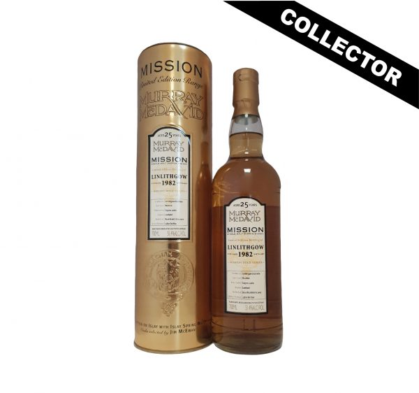 Whisky écossais collector LINLITHGOW 1982 MISSION Single Malt 25 Ans Finition en fût de Bourbon et de Cognac. Embouteilleur Murray McDavid