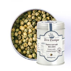 Poivre vert salé des Côtes, Boite métal 25g de la Maison Terre Exotique