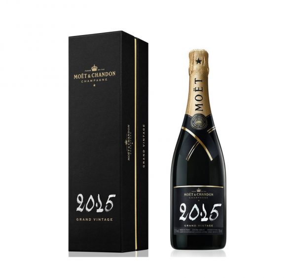 Champagne Moët & Chandon Brut Grand Vintage 2015 avec son coffret