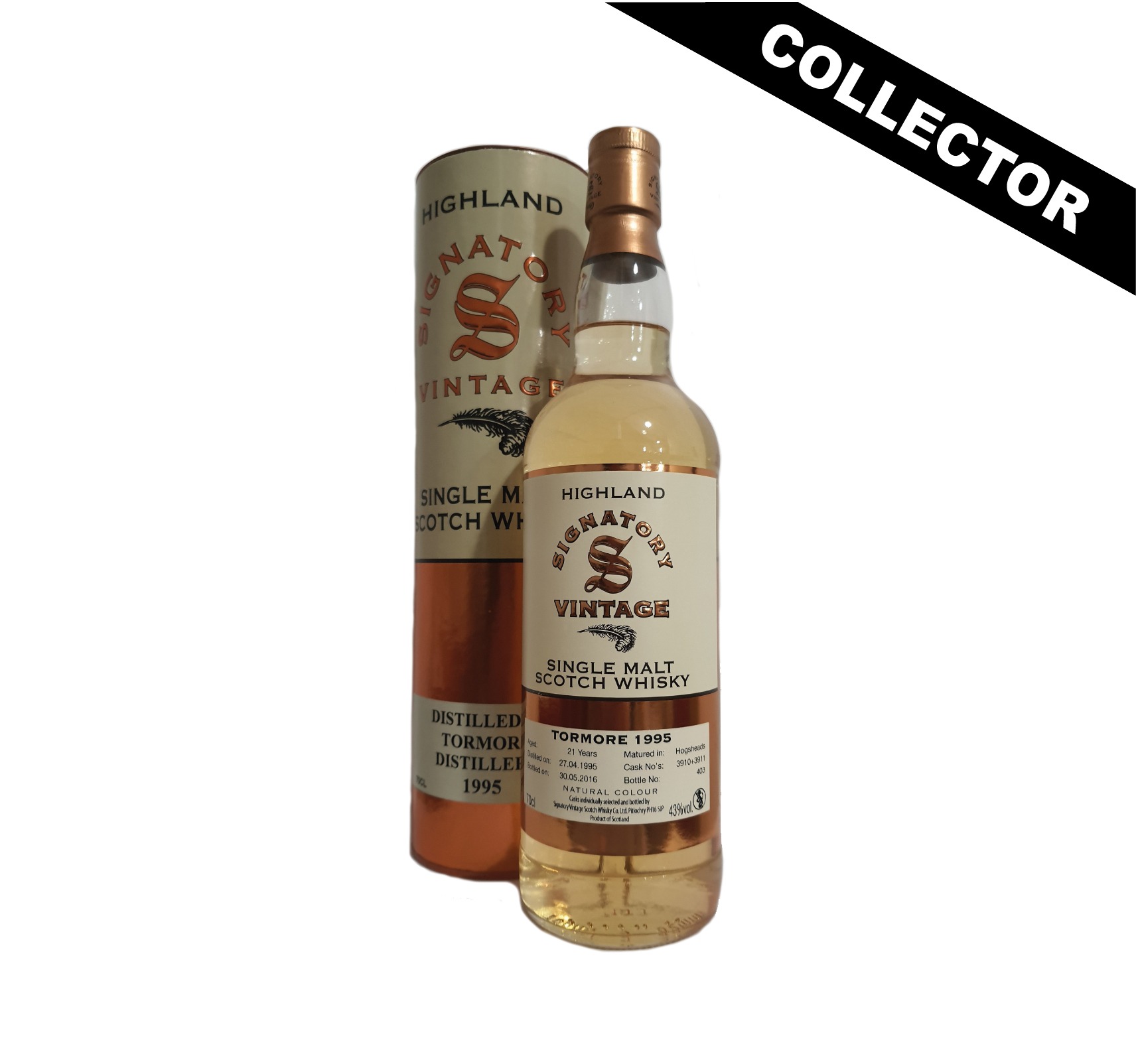 Whisky écossais Collector Tormore 1995 Single Malt 21 ans Signatory Vintage