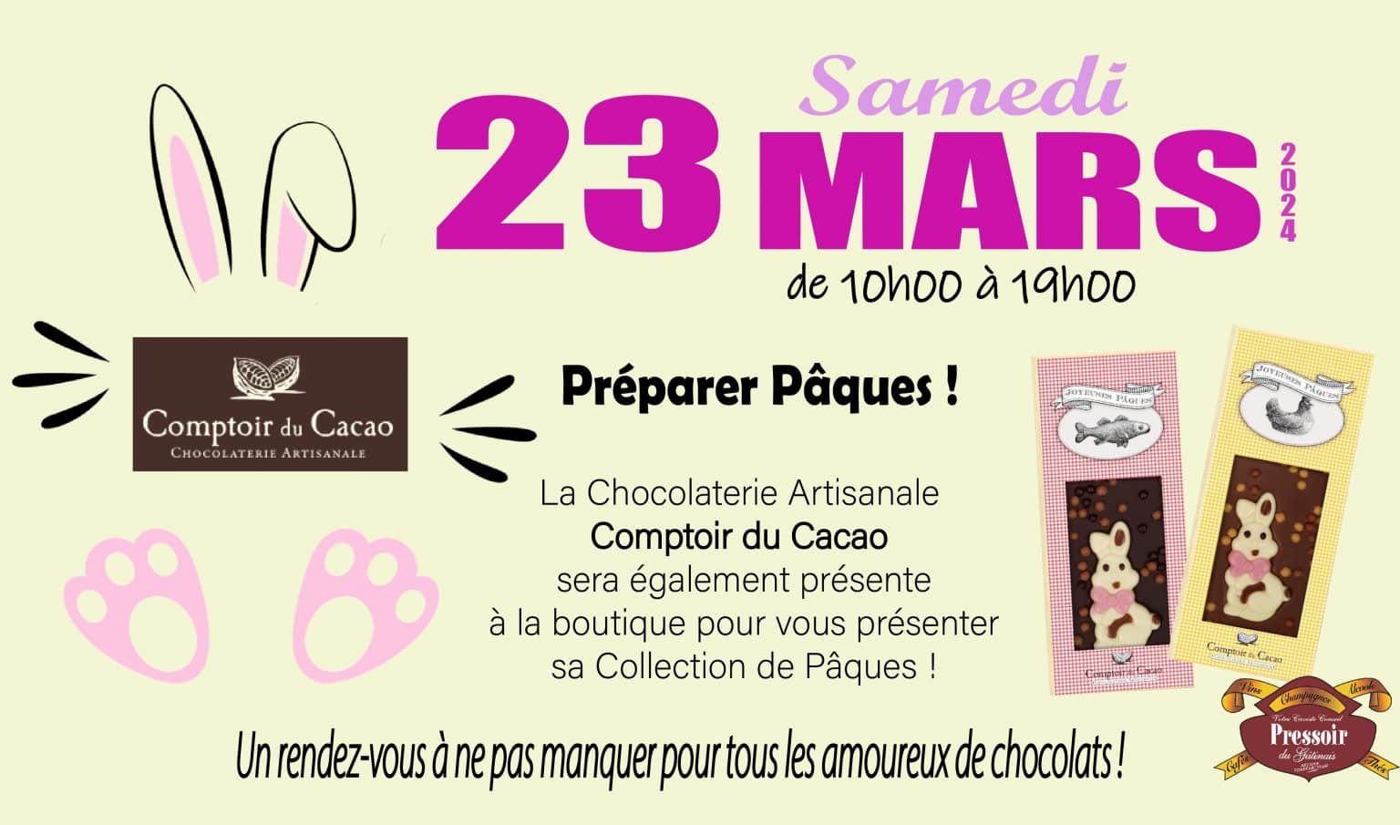 Samedi 23 mars 2024 Préparez Pâques avec Comptoir du cacao