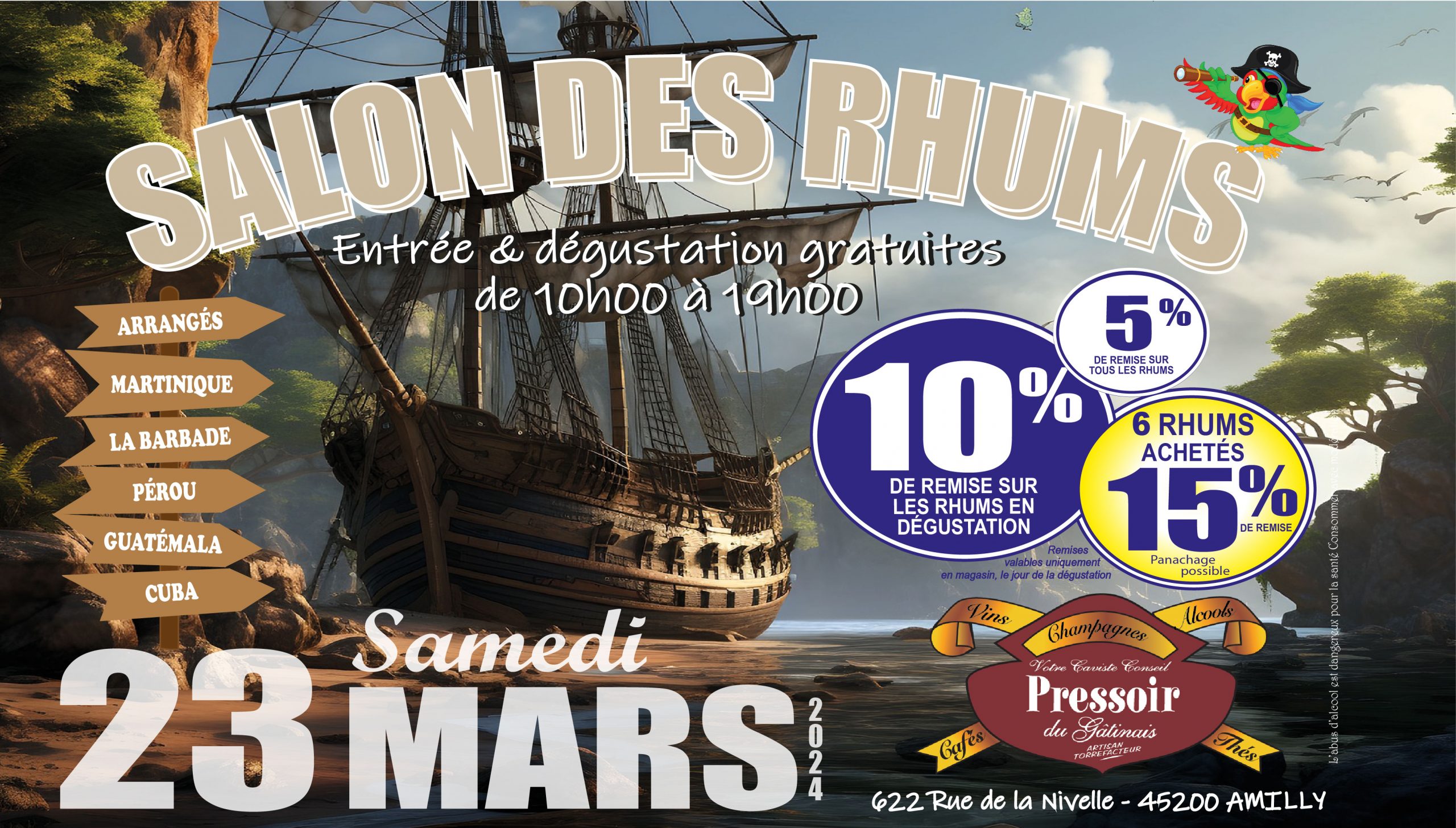 SALON DES RHUMS Samedi 23 mars 2024 de 10h à 19h au Pressoir du Gâtinais