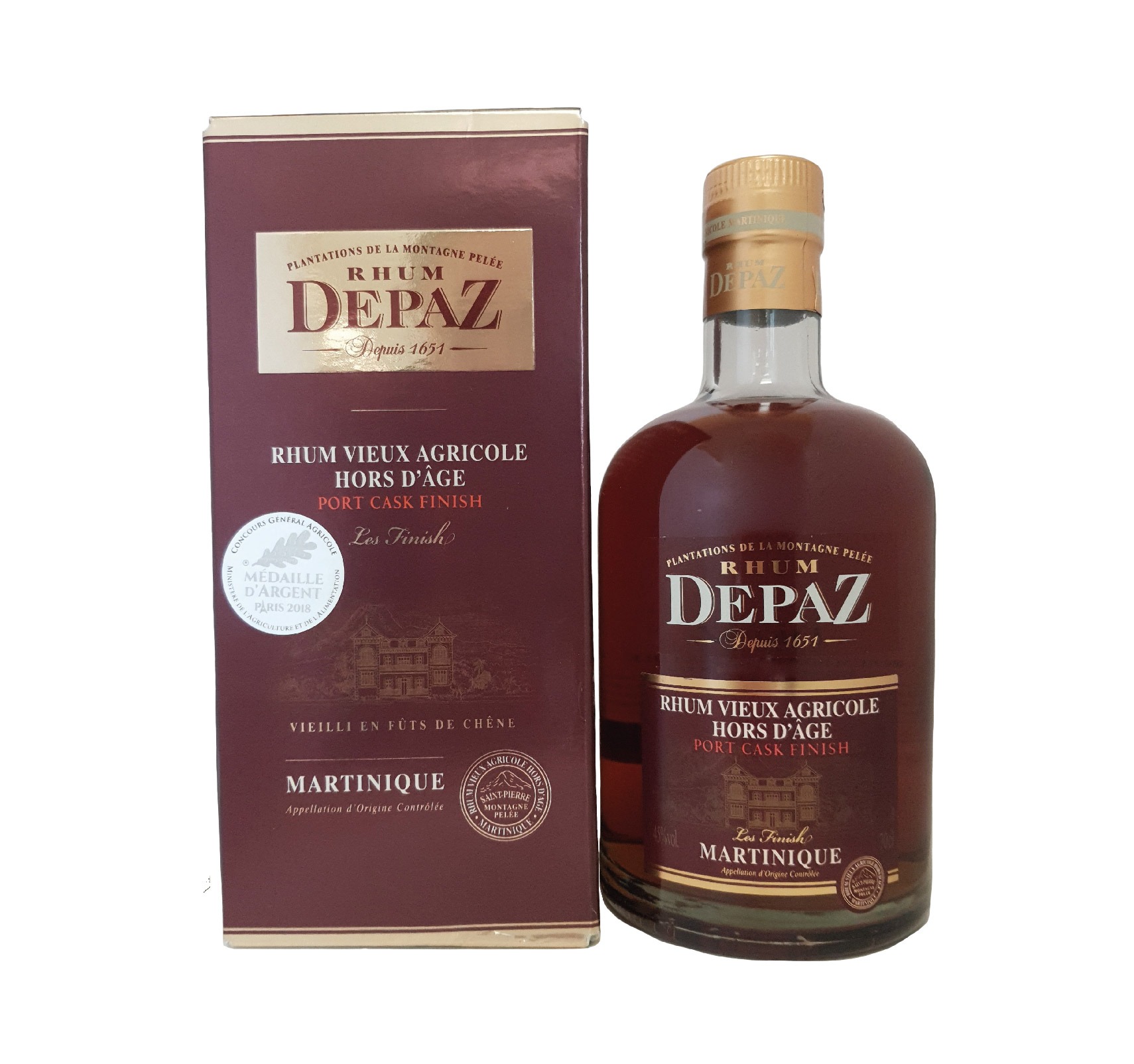 Rhum Vieux Agricole Hors d'Age de Martinique Depaz Les Finish - Finition en fûts de Porto.