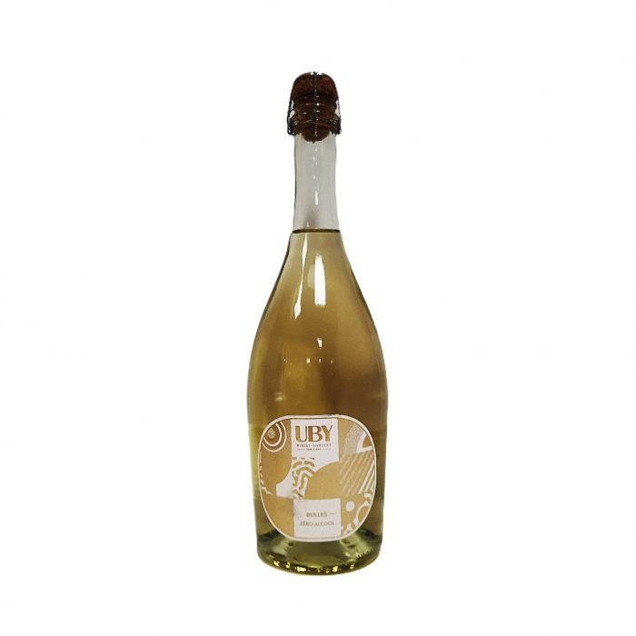 Boisson effervescente aromatisée à base de vin blanc désalcoolisé.