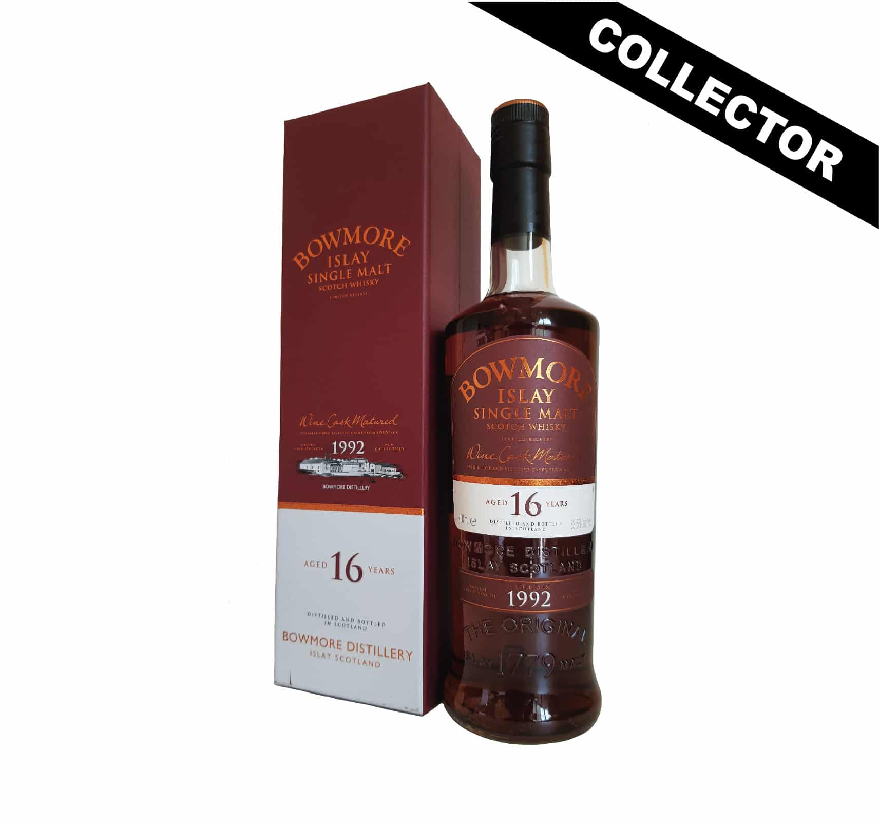Bowmore 16 ans 1992 est issu d'un premier vieillissement de 6 ans en ex-fûts de Bourbon américain puis de 10 ans en ex-fûts du Limousin. Un whisky rare !