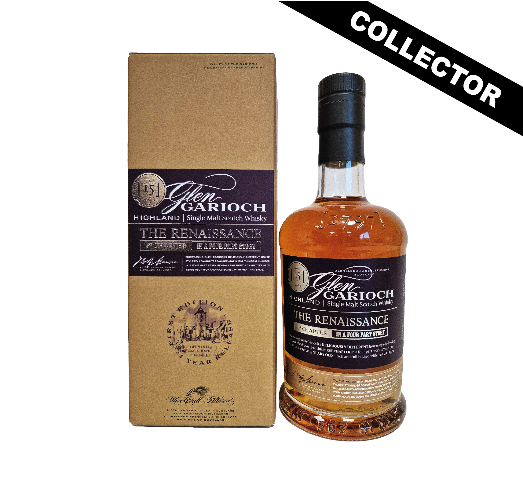 Single malt d'Highland aux notes de toffee, fruits cuits, épices, recherché par les amateurs de whiskies rares