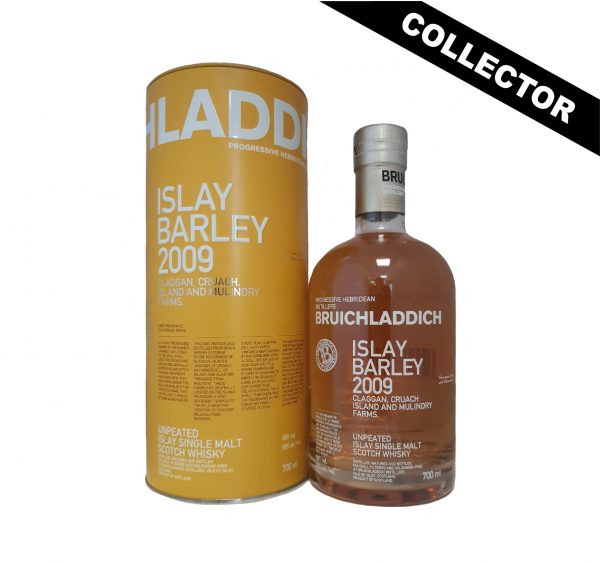 Bruichladdich Islay Barley 2009, whisky atypique pour Islay puisqu'il est non tourbé. Il a été élaboré dans le but de mettre en valeur le terroir de l'île.
