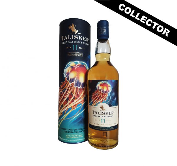 Talisker 11 ans Special Release 2022 "The Lustrous creature of the depths", un whisky collector moyennement tourbé et fumé, sur des notes iodées et épicées.