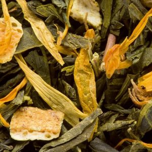 Thé vert Dune d'épices Maison Dammann un thé aromatisé à la saveur étonnante et généreuse sur des notes de pain d’épices, orange amère et pétales de fleurs