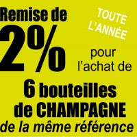 Icône informant d'une Remise de 2% pour l'achat de 6 bouteilles de Champagne de la même référence